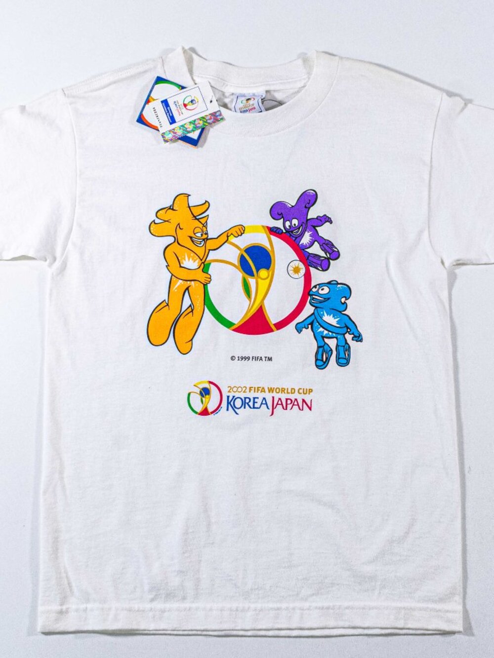 Vintage 2002 FIFA World Cup Korea Japan T-Shirt Youth Large Mascot Y2K Soccer